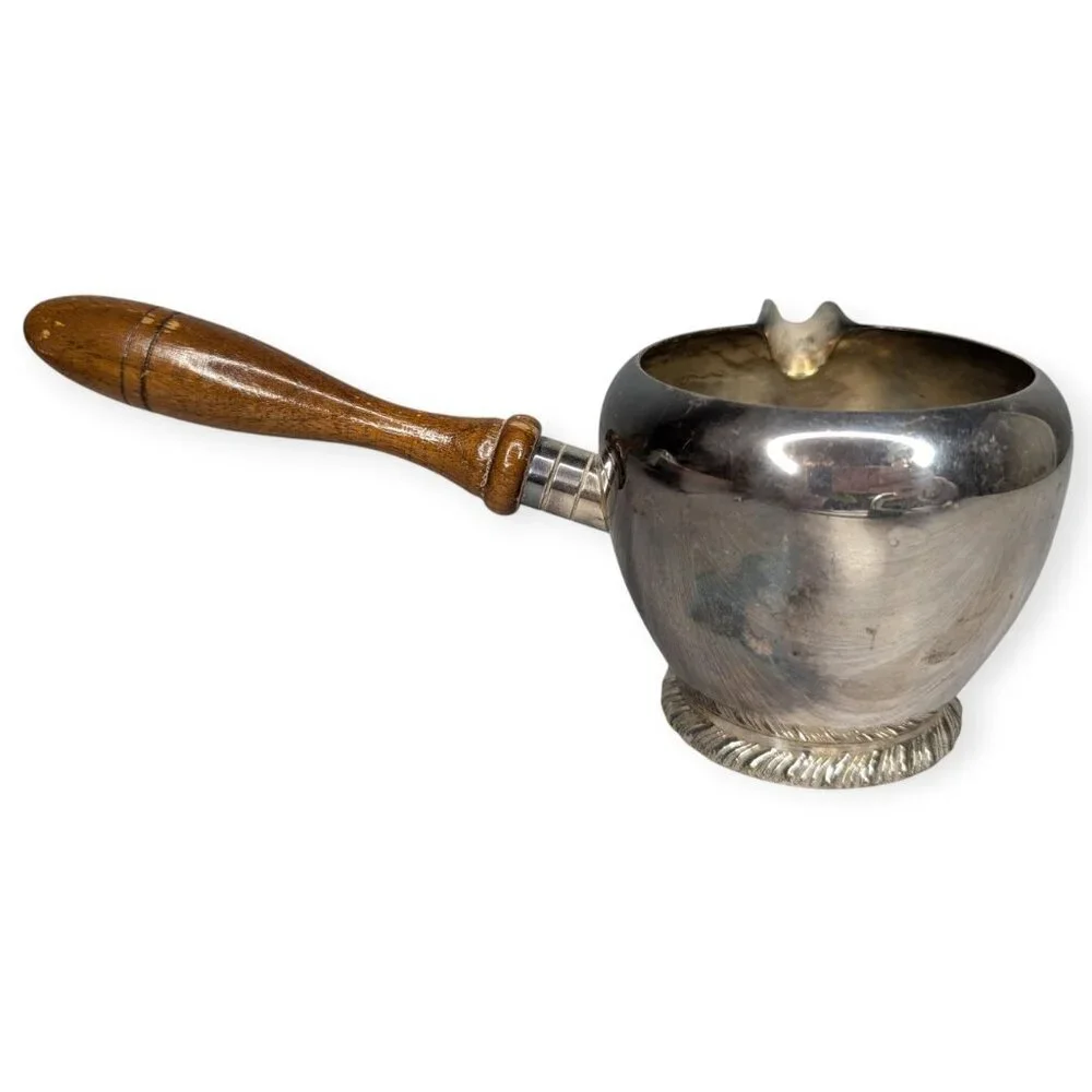Vintage S.F. Co Silver Plate 2422 Brandy Warmer w/Wooden Handle 10